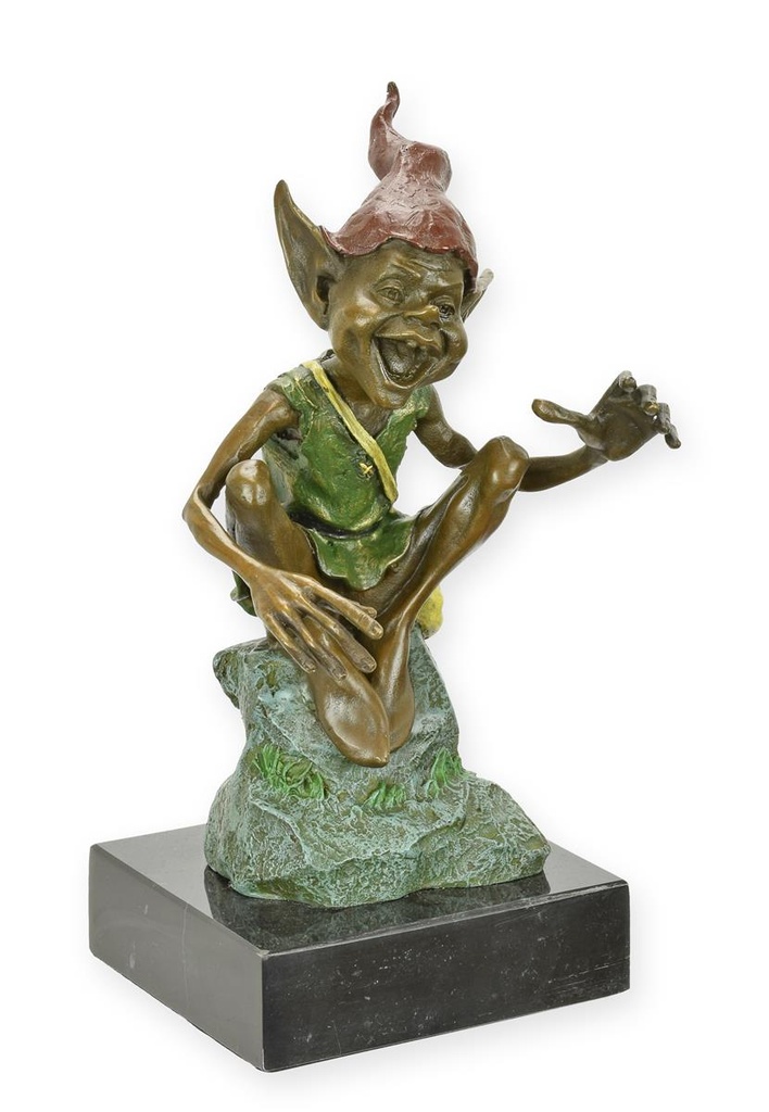 Bronzeskulptur Bronzefigur Ruhender Goblin