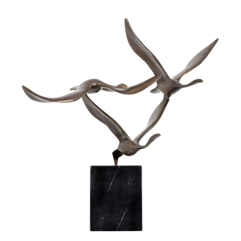 [LA-1781011] Bronzeskulptur Bronzefigur Fliegende Gänse im Baum