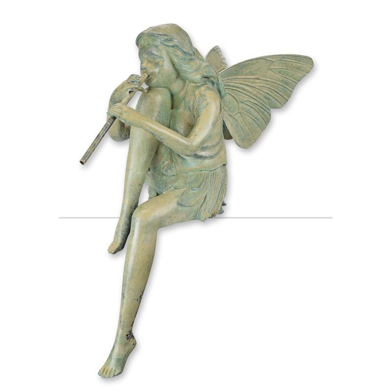 [LA-1781123] Bronzeskulptur Bronzefigur Sitzende Fee mit Flöte