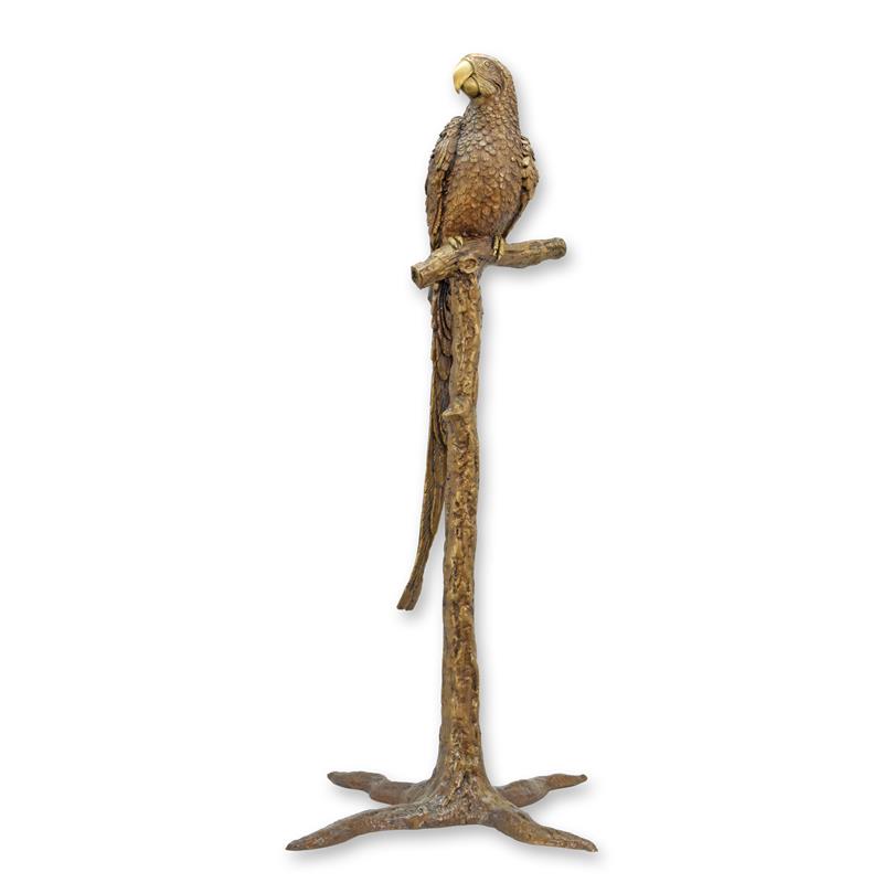 [LA-1781134] Bronzeskulptur Bronzefigur Papagei auf Ast