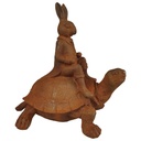 Figur Gusseisen Hase auf Schildkröte