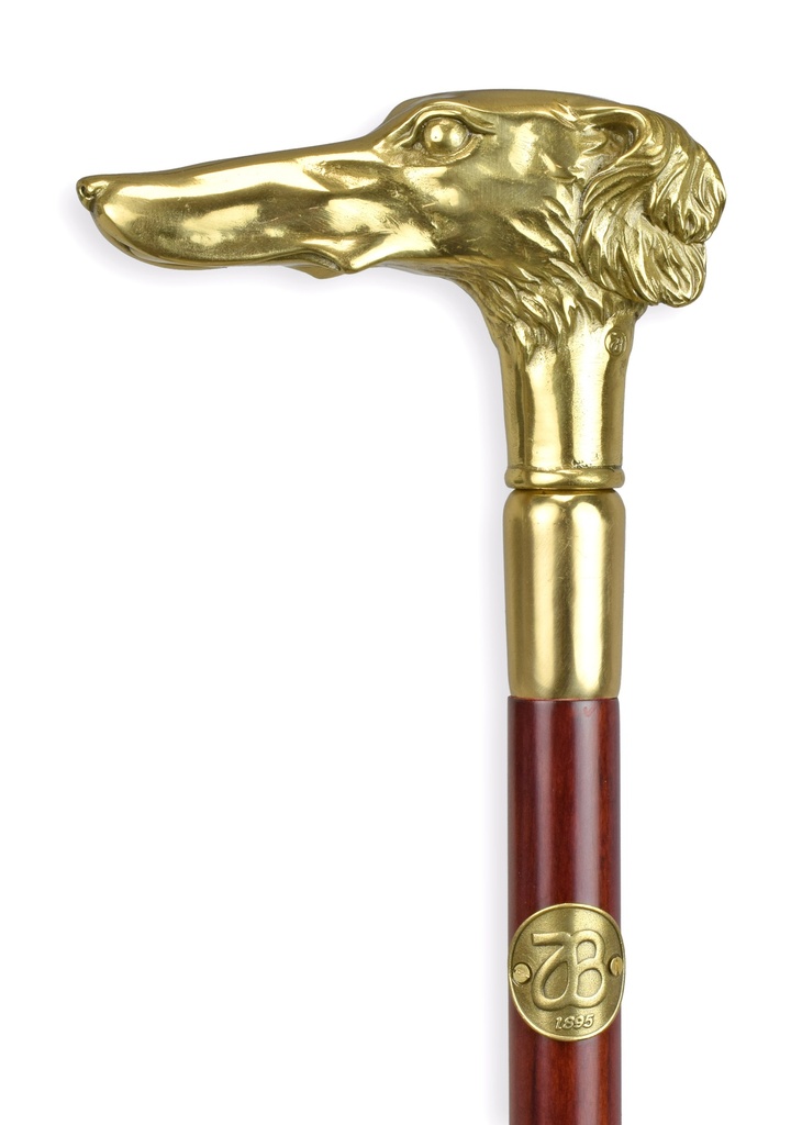 Gehstock Bronze Griff Hundekopf Hund Windhund Borzoi