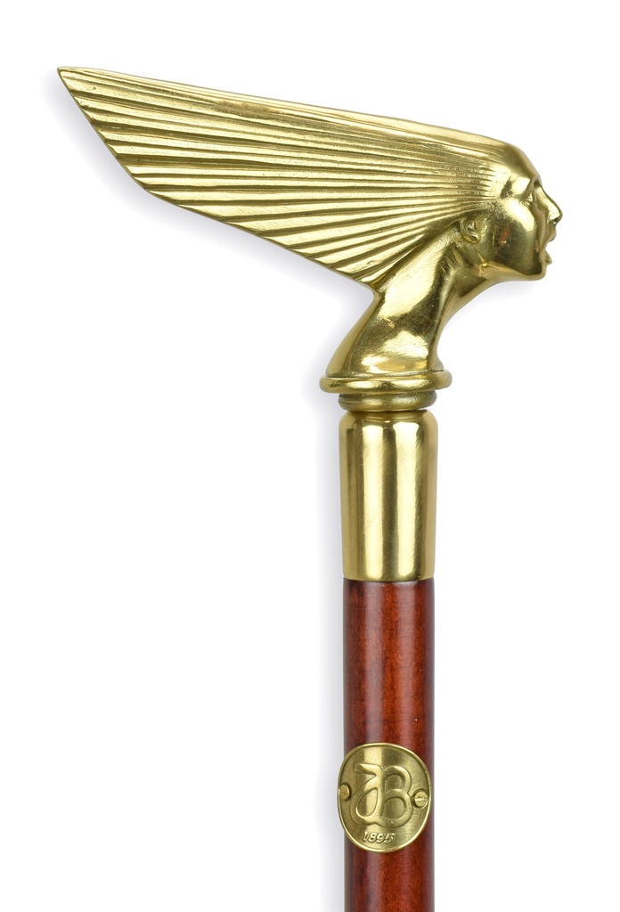 Gehstock Bronze Griff Jugendstil Frauenprofil Frauenkopf Damenkopf Fächer-Flügel