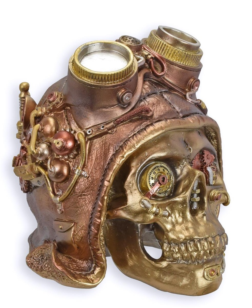 Skulptur Harz Steampunk Schädel