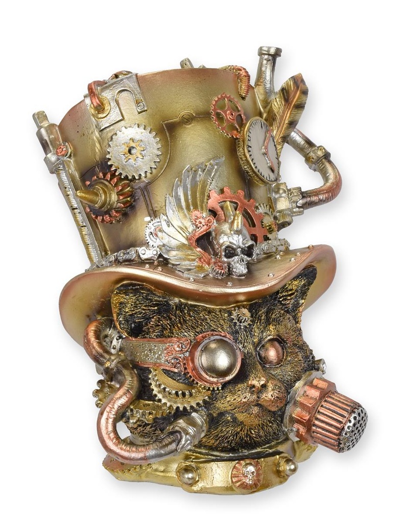 Figur Harz Steampunk Katzenkopf