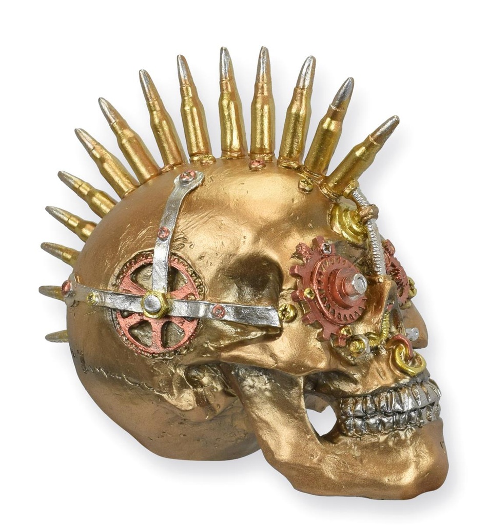 [LA-1785025] Skulptur Harz Steampunk Schädel Patronen-Irokesenschnitt