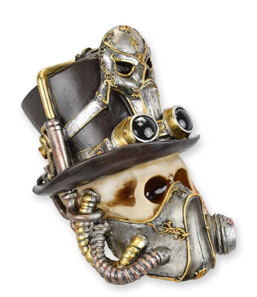 Skulptur Harz Steampunk Schädel