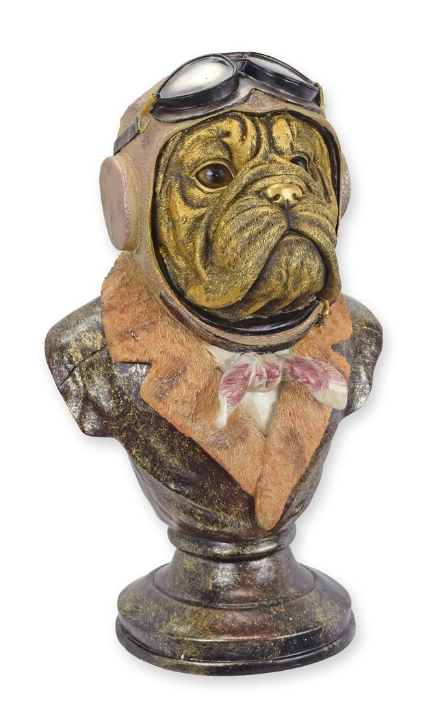 Figur Skulptur Büste Harz Bulldogge als Pilot