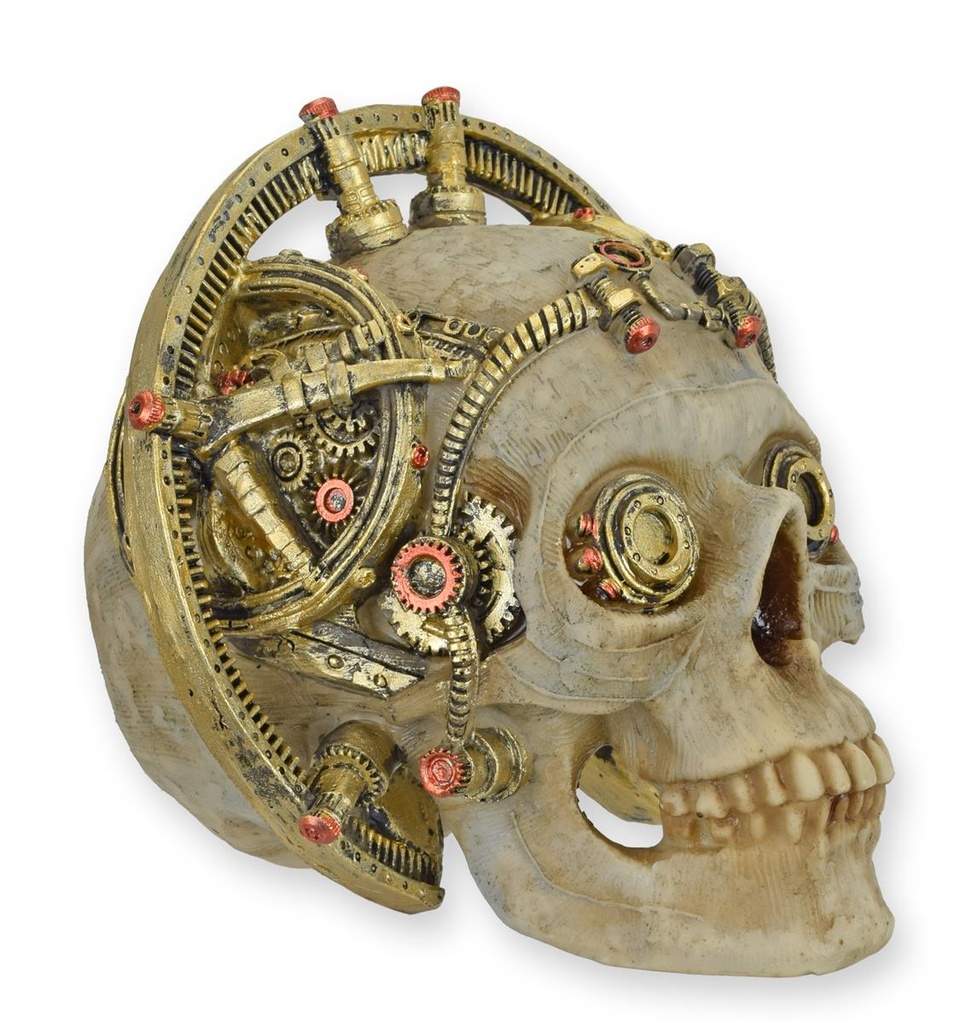 Skulptur Harz Steampunk Schädel