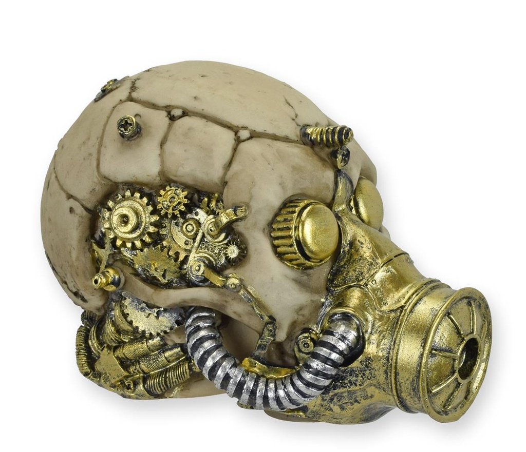 Skulptur Harz Steampunk Schädel