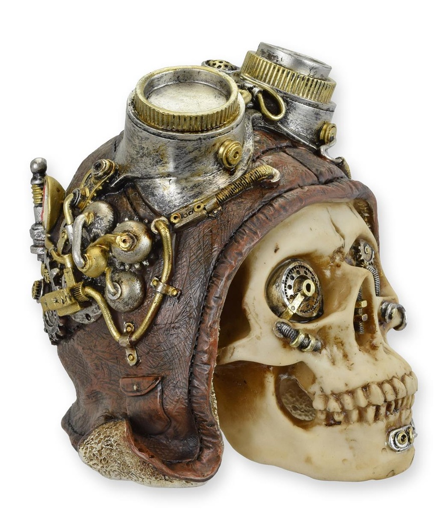 Skulptur Harz Steampunk Schädel