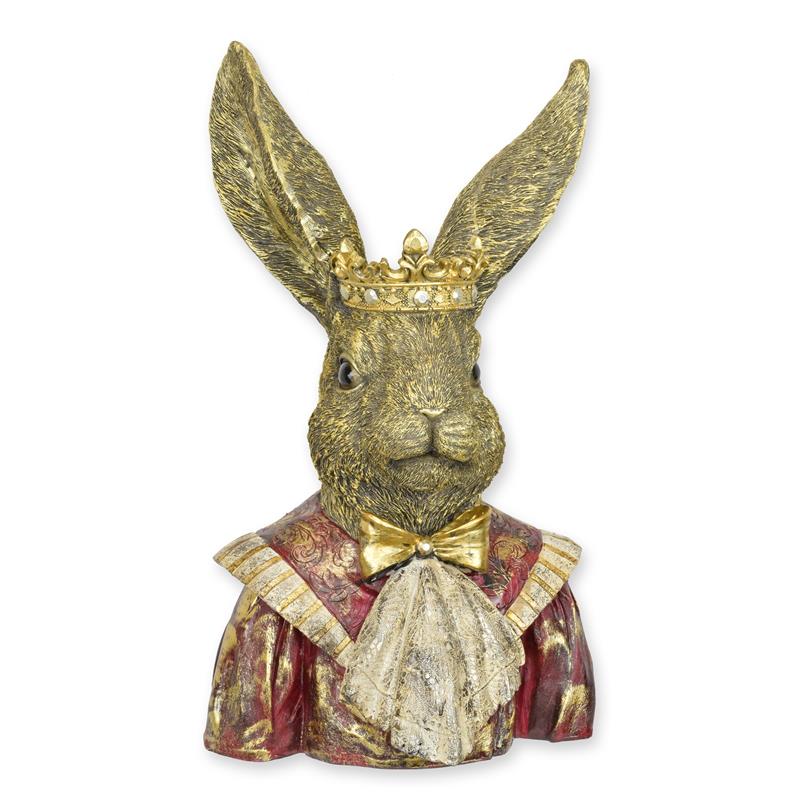 [LA-1816889] Figur Skulptur Büste Harz Hase als König