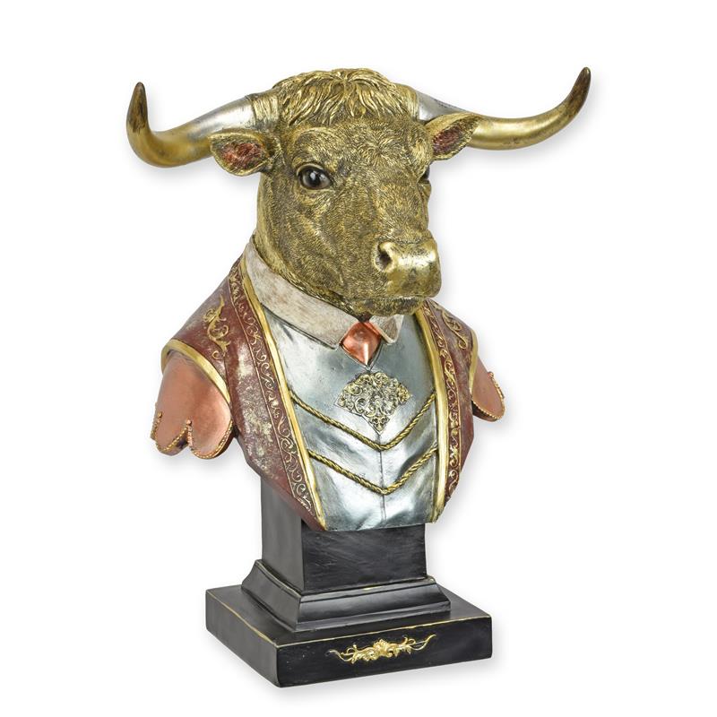 Figur Skulptur Büste Harz Stier gekleidet