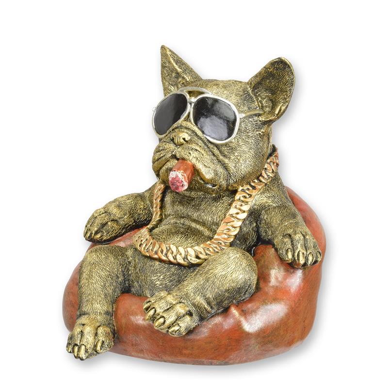 Figur Harz Sonnenbadende Bulldogge