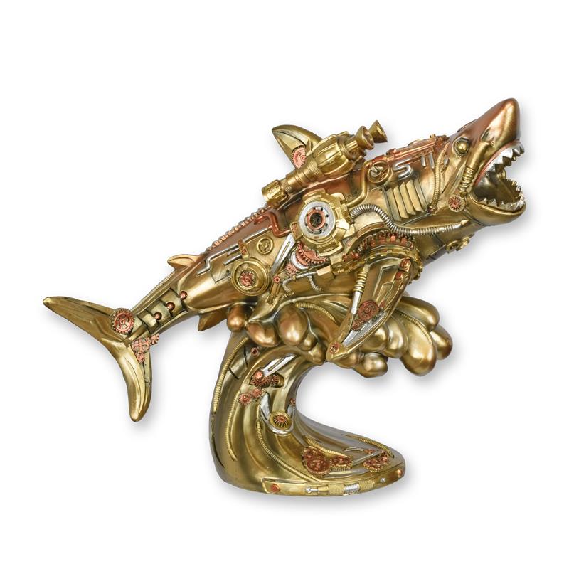 Figur Harz Steampunk Weißer Hai