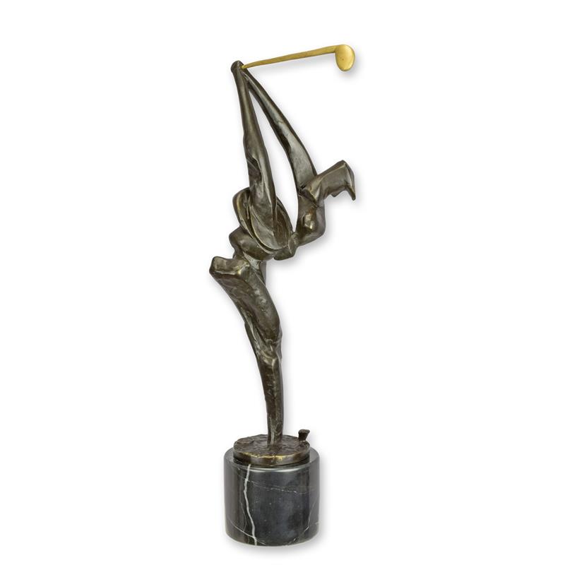 Bronzeskulptur Bronzefigur Modernistisch Golfer