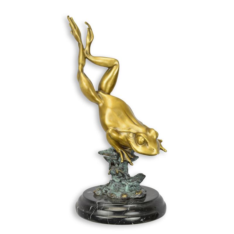 [LA-1816930] Bronzeskulptur Bronzefigur Springender Frosch