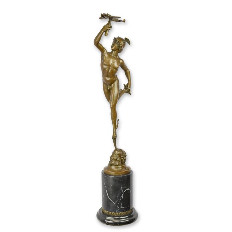 Bronzeskulptur Bronzefigur Trophäe Bronze Merkur mit Electra