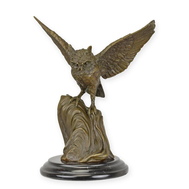 [LA-1816941] Bronzeskulptur Bronzefigur Eule mit ausgebreiteten Flügeln