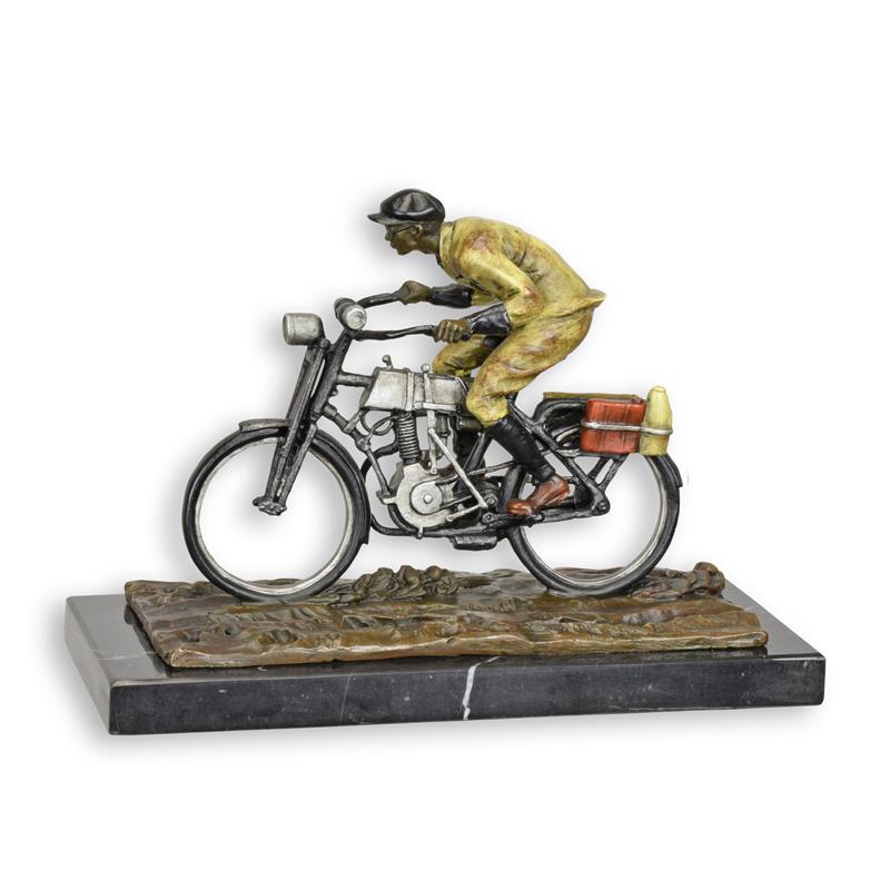 Bronzeskulptur Bronzefigur Mann auf Fahrrad