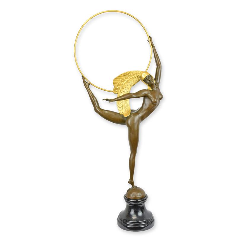 Bronzeskulptur Bronzefigur Tänzerin mit Reifen