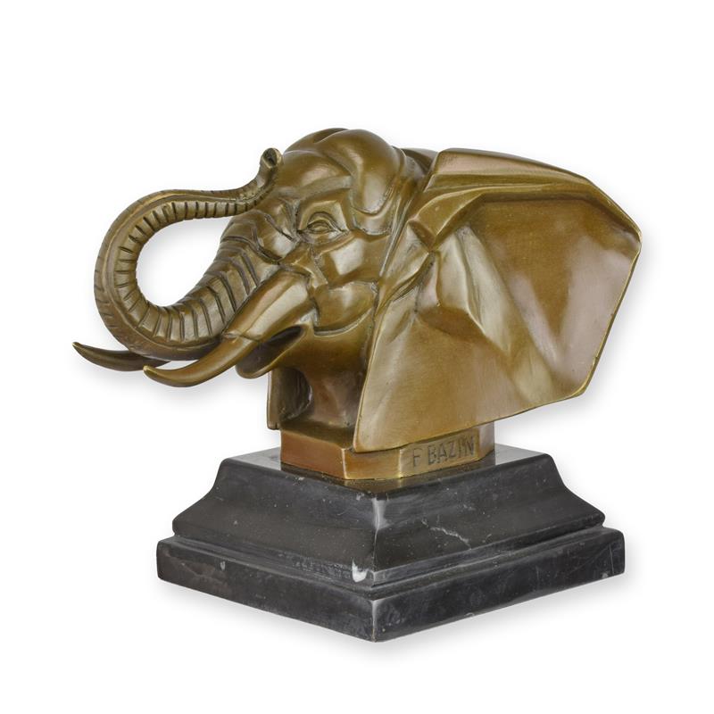 Bronzeskulptur Bronzefigur Elefantenkopf