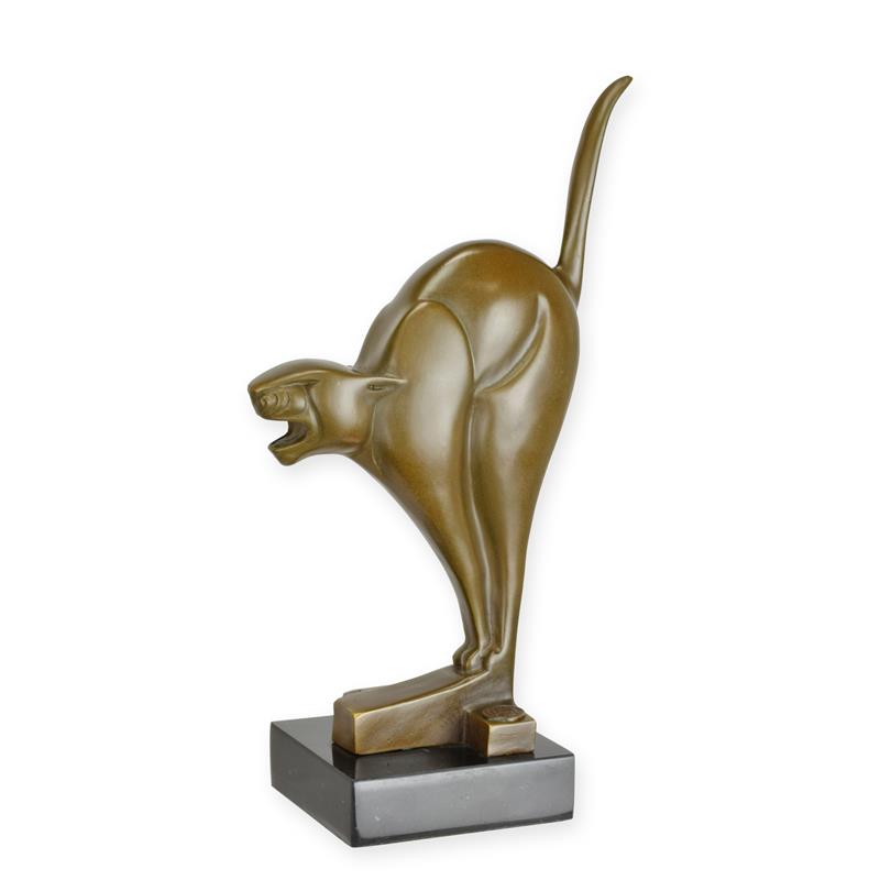 Bronzeskulptur Bronzefigur Erschrockene Katze