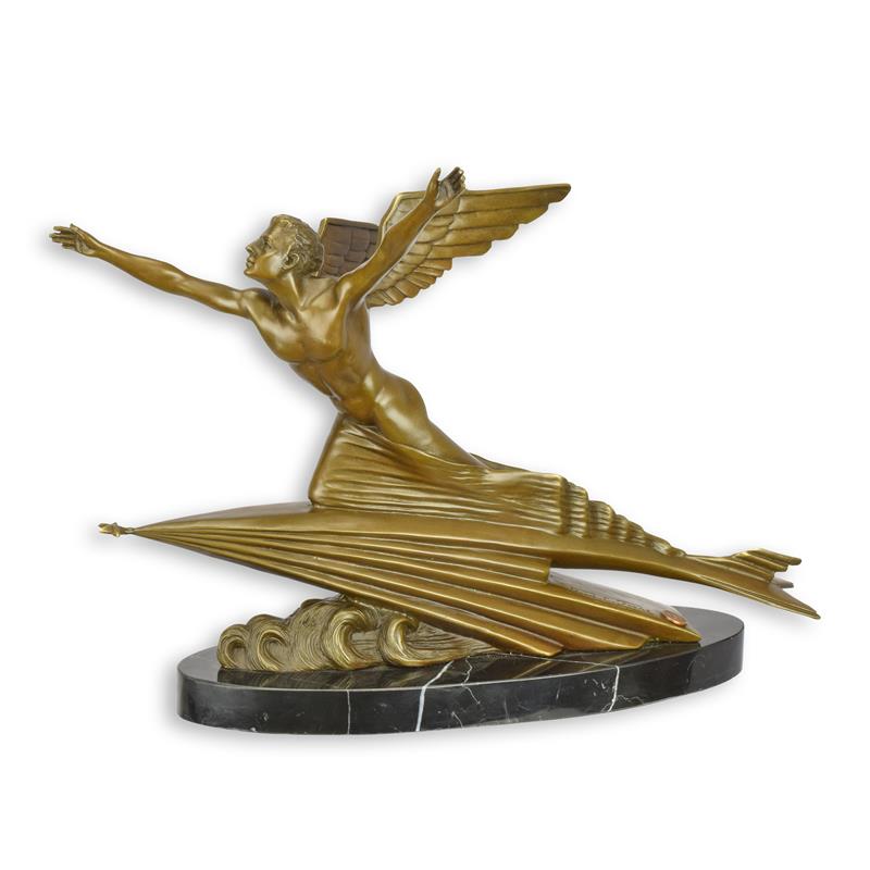 Bronzeskulptur Bronzefigur Art Déco Flieger