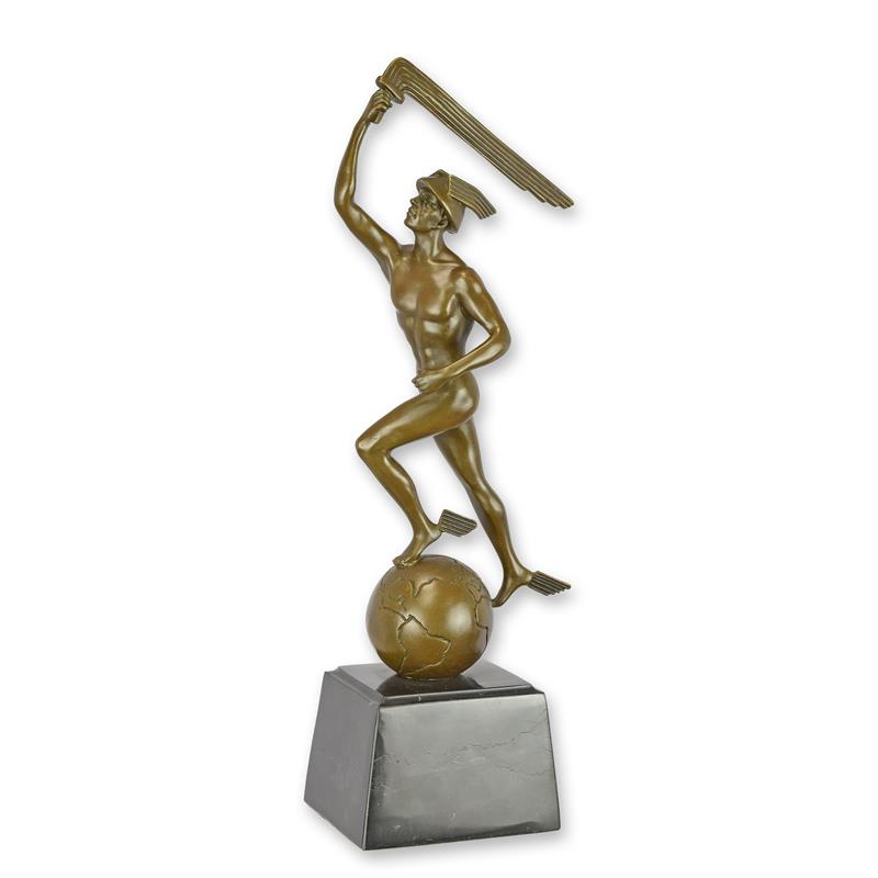 Bronzeskulptur Bronzefigur Art Déco Merkur