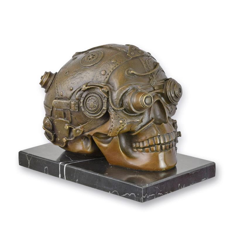 Bronzeskulptur Bronzefigur Steampunk Schädel