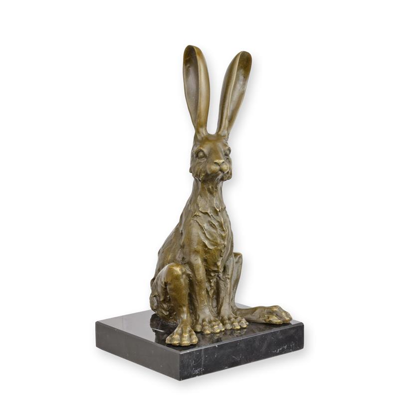 Bronzeskulptur Bronzefigur Sitzender Hase