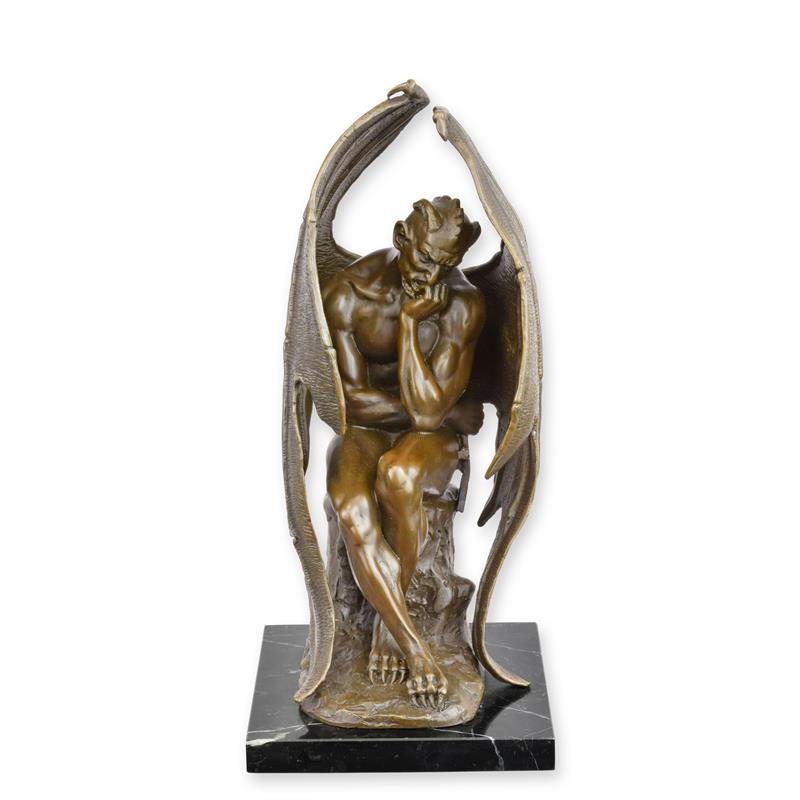 Bronzeskulptur Bronzefigur Nachdenklicher Satan