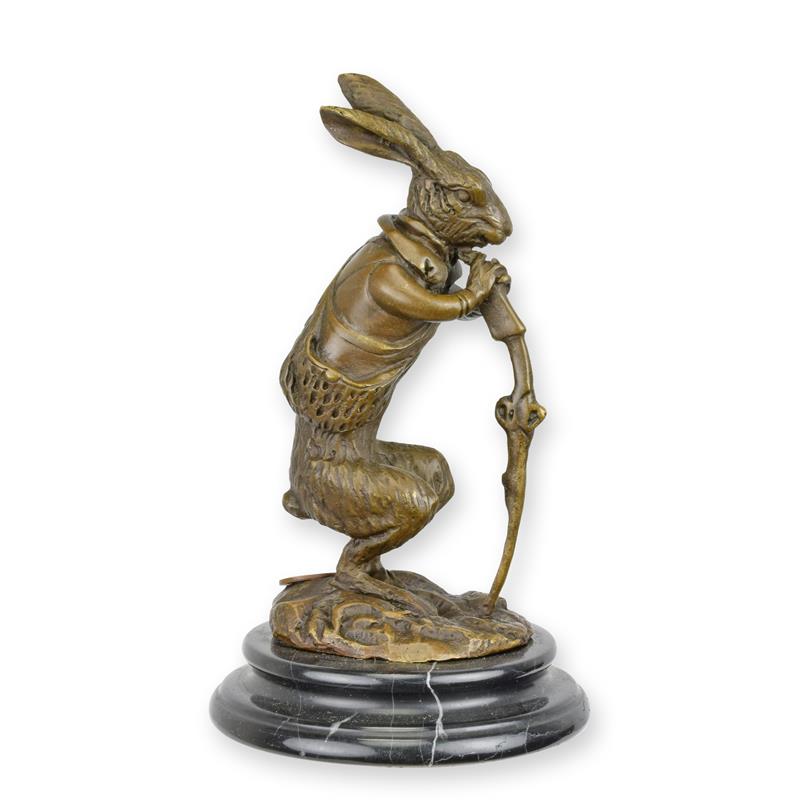Bronzeskulptur Bronzefigur Hase als Jäger
