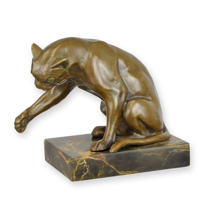 Bronzeskulptur Bronzefigur Spielende Katze