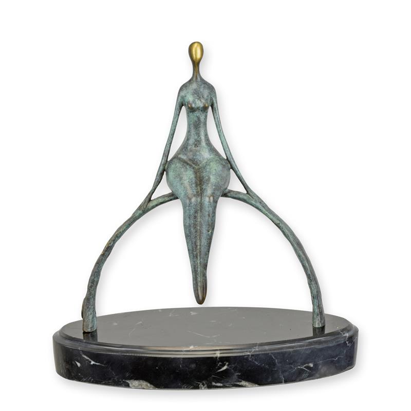 Bronzeskulptur Bronzefigur Modernistisch Sitzender Frauenakt