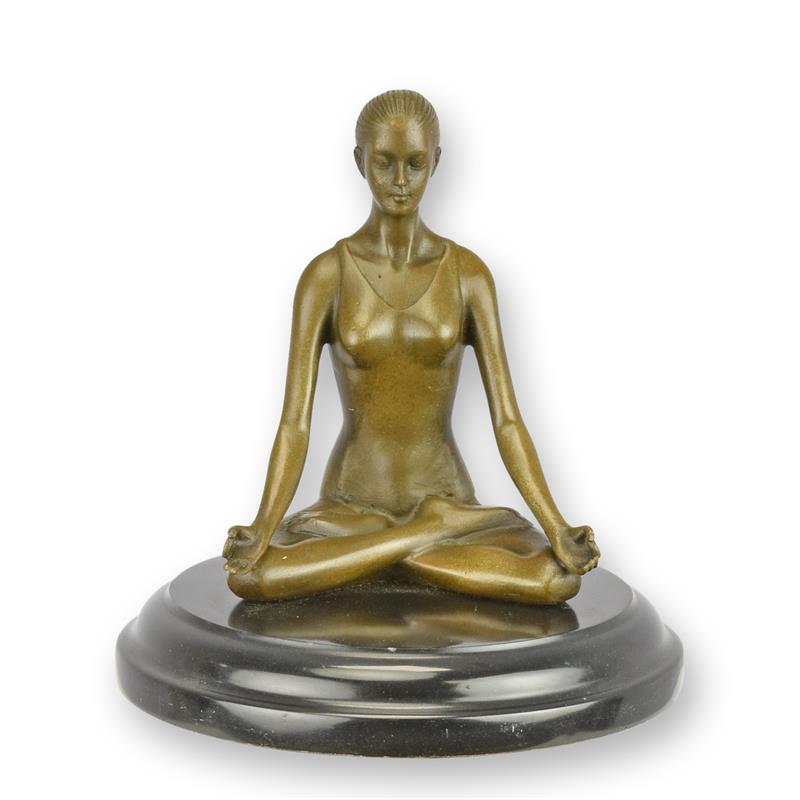Bronzeskulptur Bronzefigur Meditierende Frau