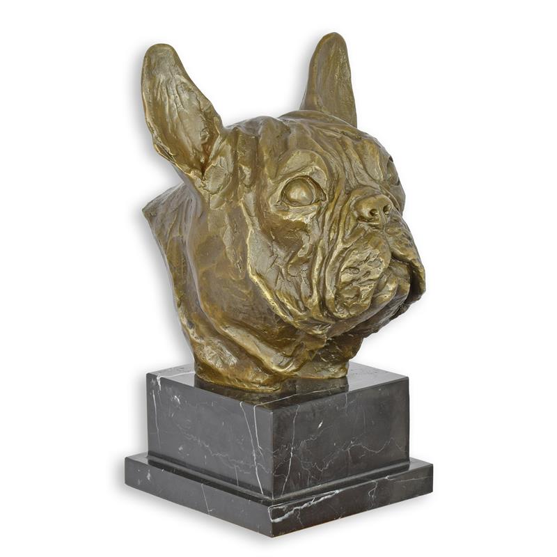 Bronzeskulptur Bronzefigur Büste Bronze Französische Bulldogge