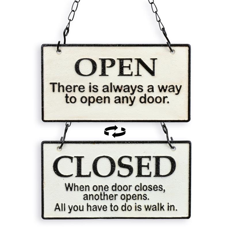 [LA-1817070] Wandschild Wandplakette Gusseisen Open & Closed
