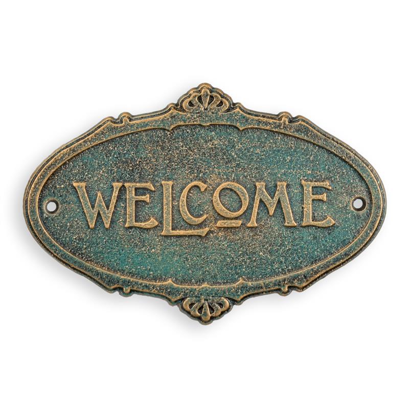 [LA-1817071] Wandschild Wandplakette Gusseisen Welcome