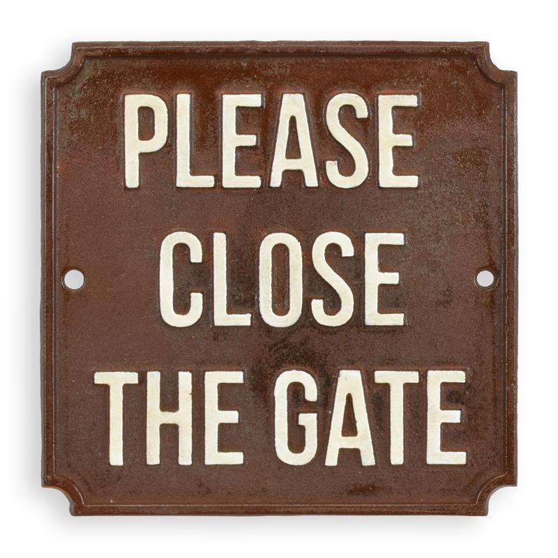 [LA-1817077] Wandschild Wandplakette Gusseisen Please Close The Gate