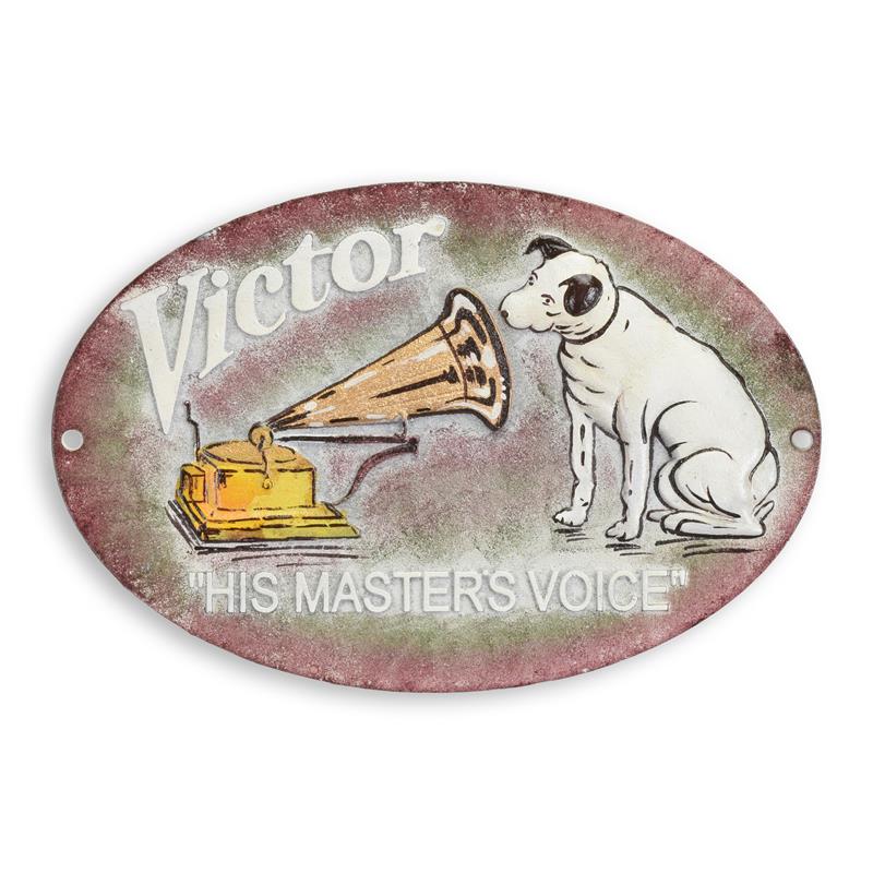 [LA-1817078] Wandschild Wandplakette Gusseisen His Master's Voice
