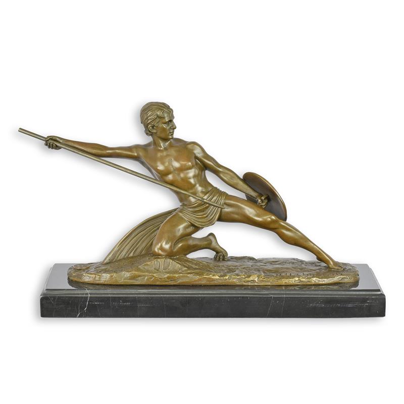 [LA-1817103] Bronzeskulptur Bronzefigur Krieger mit Speer