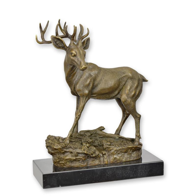 Bronzeskulptur Bronzefigur Hirsch