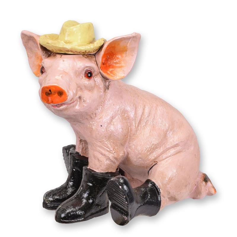 Figur Gusseisen Schwein in Stiefeln