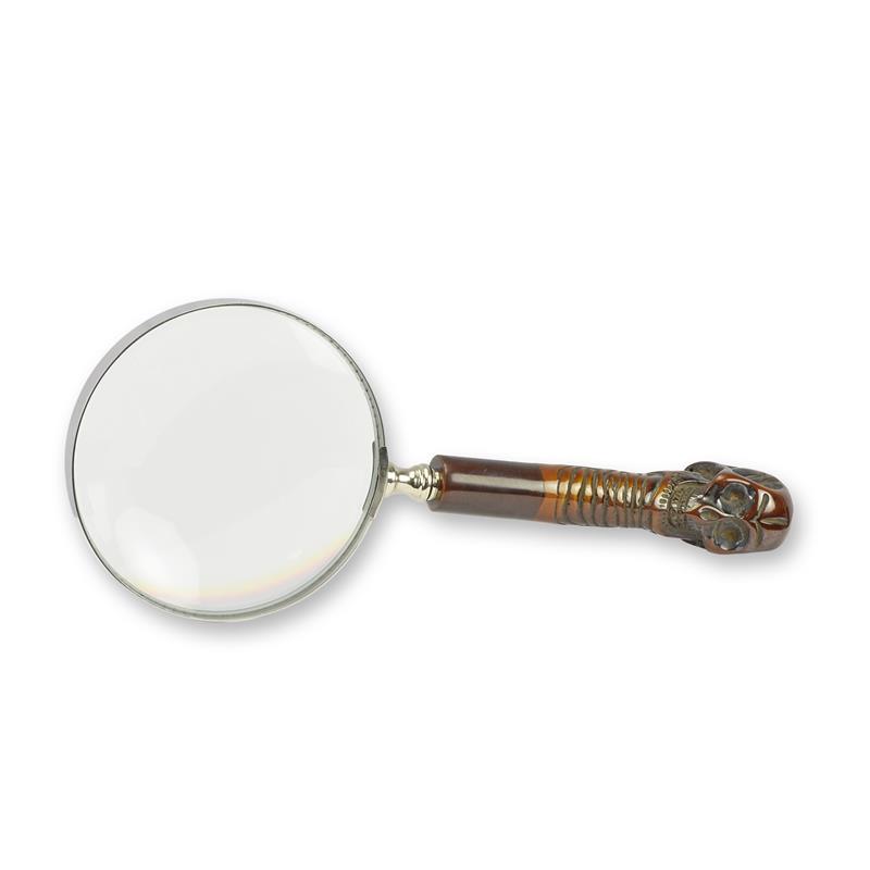 [LA-1817287] Leselupe Handlupe Vergrößerungsglas Metall Glas Totenkopfgriff
