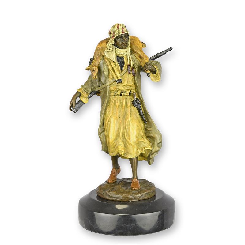 Bronzeskulptur Bronzefigur Arabischer Jäger mit Beute