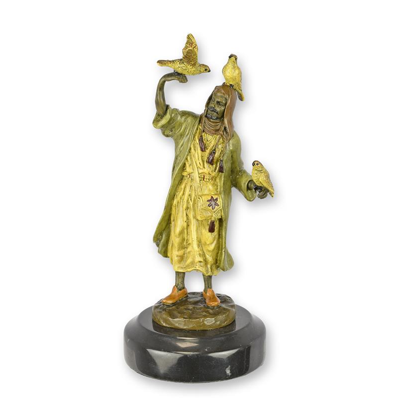 Bronzeskulptur Bronzefigur Arabischer Falkner