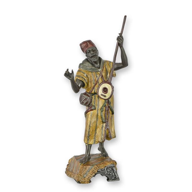 Bronzeskulptur Bronzefigur Arabischer Banjo-Spieler