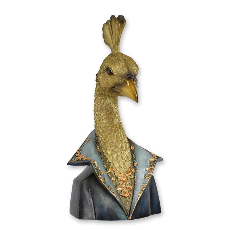 Figur Skulptur Büste Harz Pfau gekleidet