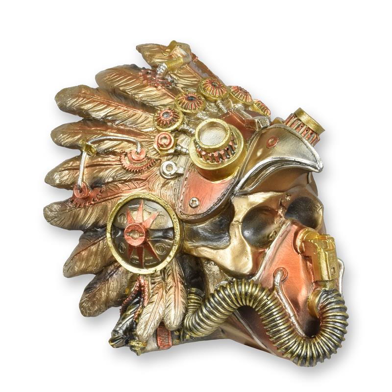 Skulptur Harz Steampunk Schädel